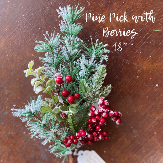 Pine Pick with Berries - 18"