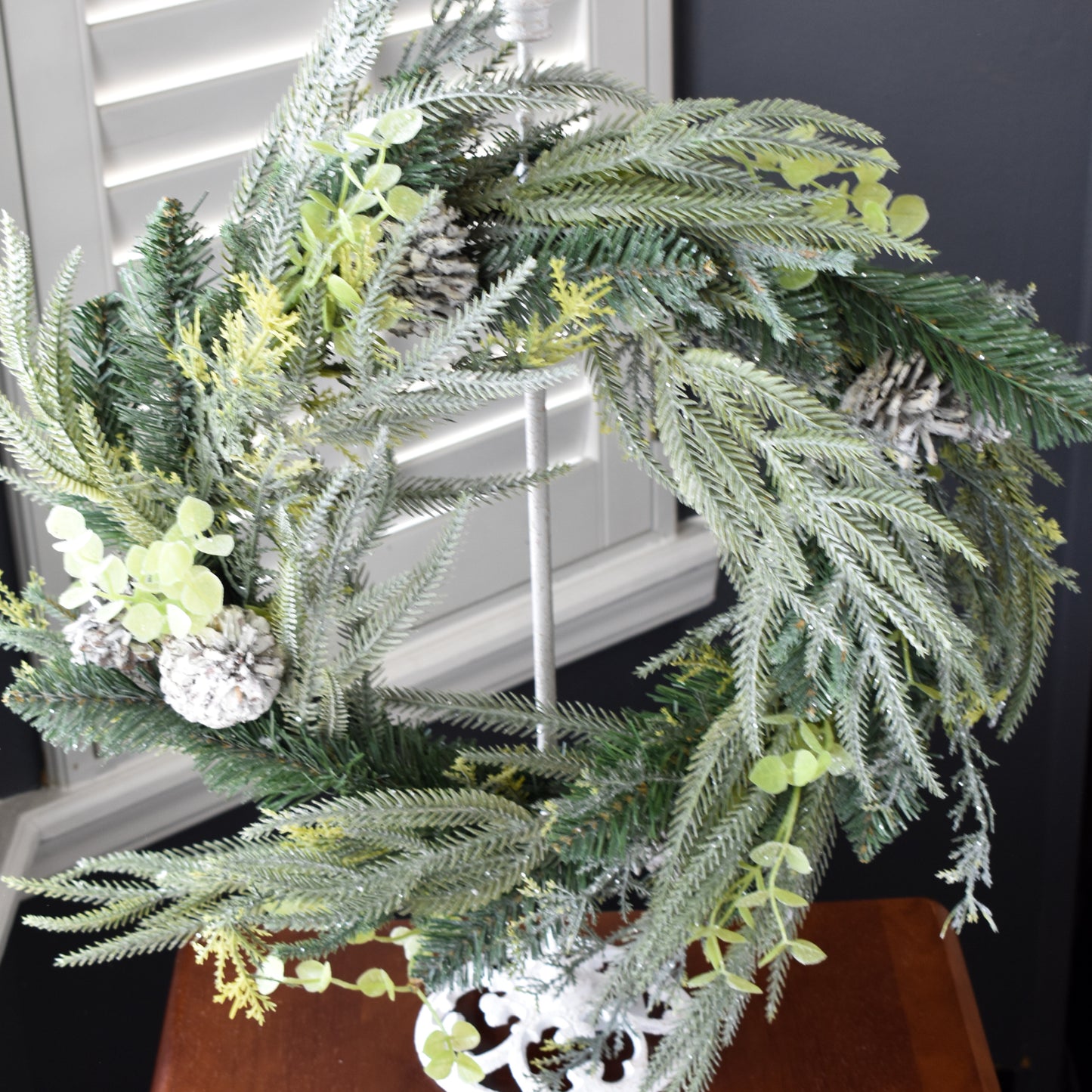 Wreath with Mixed Pine and Snow - 24"