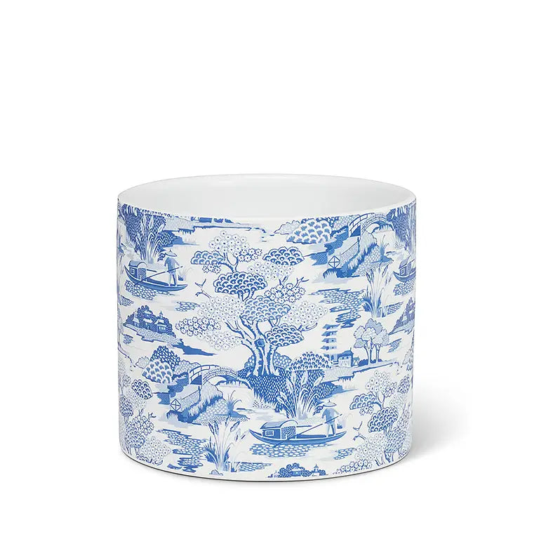 Toile River Scene Chinoiserie Planter in 2 sizes