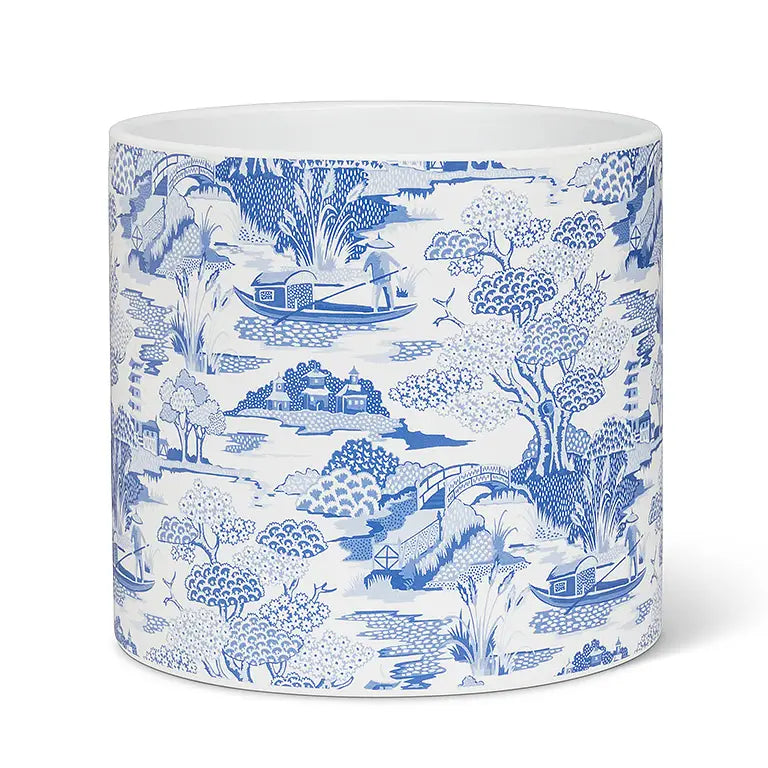 Toile River Scene Chinoiserie Planter in 2 sizes